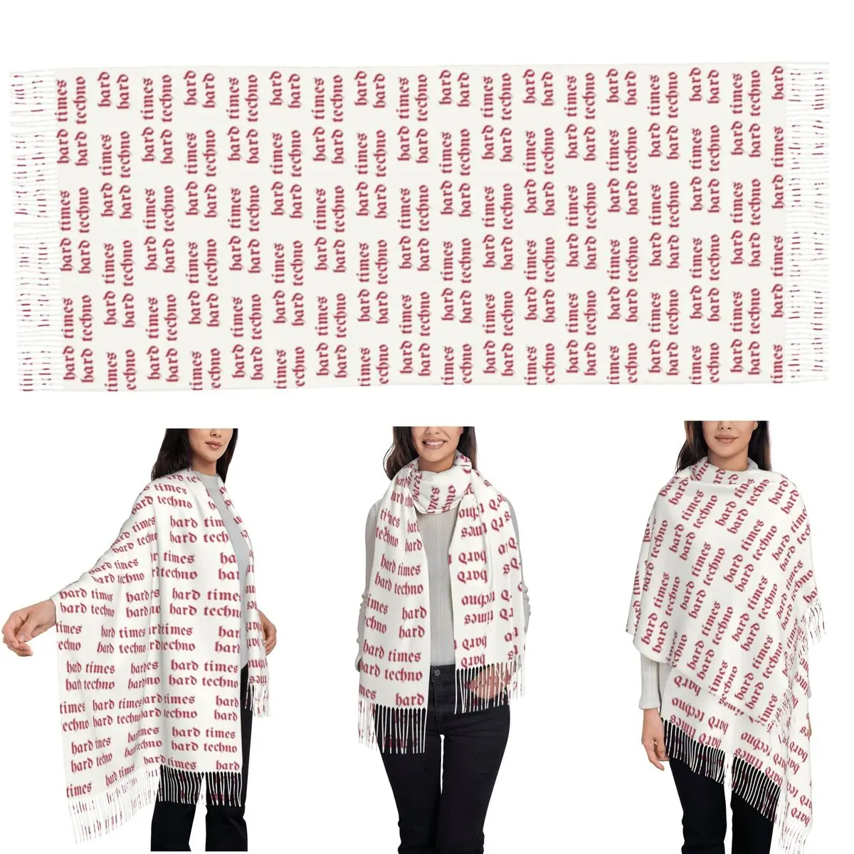 Hard Times Hard Techno Scarf Tassel Scarves Women Soft Warm Shawls and Wraps Large Fall Winter Shawl Wrap