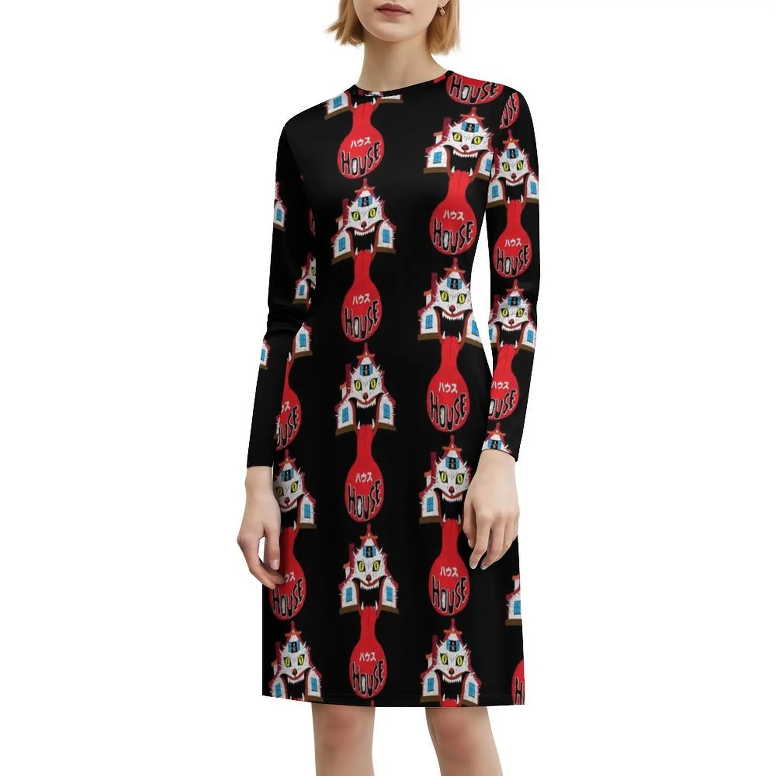 House Housu 1977 فستان كاجوال على الطراز الكوري الرعب الياباني للنساء فساتين مكتب يومية بسيطة للسيدات منزل Housu 1977 #6
