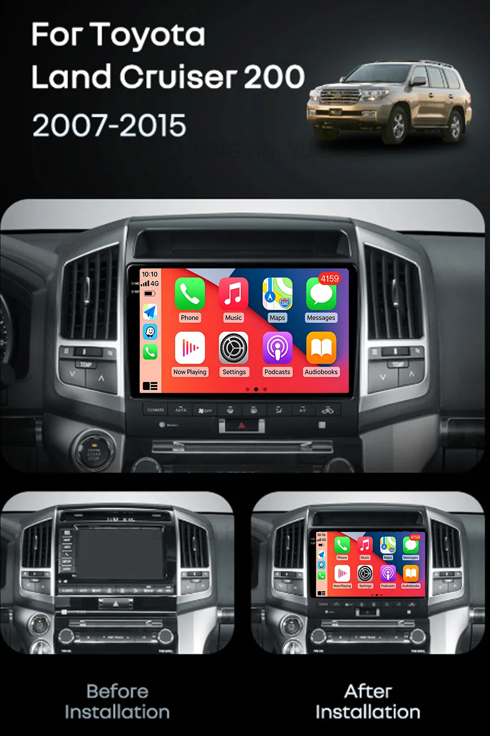 Android 16 Carplay&Auto Car Radio Navigation Multimedia Stereo Player QLED GPS For Toyota Land Cruiser 11 200 2007 - 2015