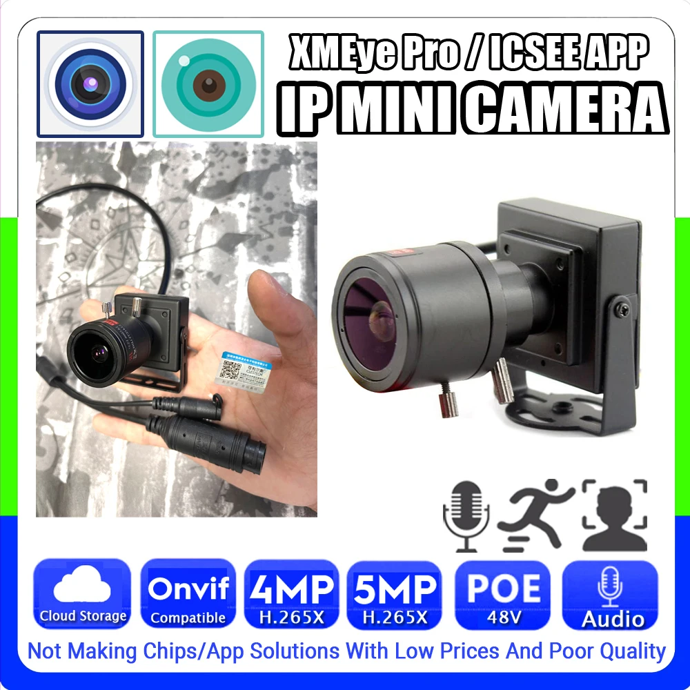 

Audio IP POE Mini Camera 2.8-12mm Focus 5MP 4MP H.265 HD Full Digital Microphone Onvif Ai Face/Motion Detection XMEYE Pro ICSEE