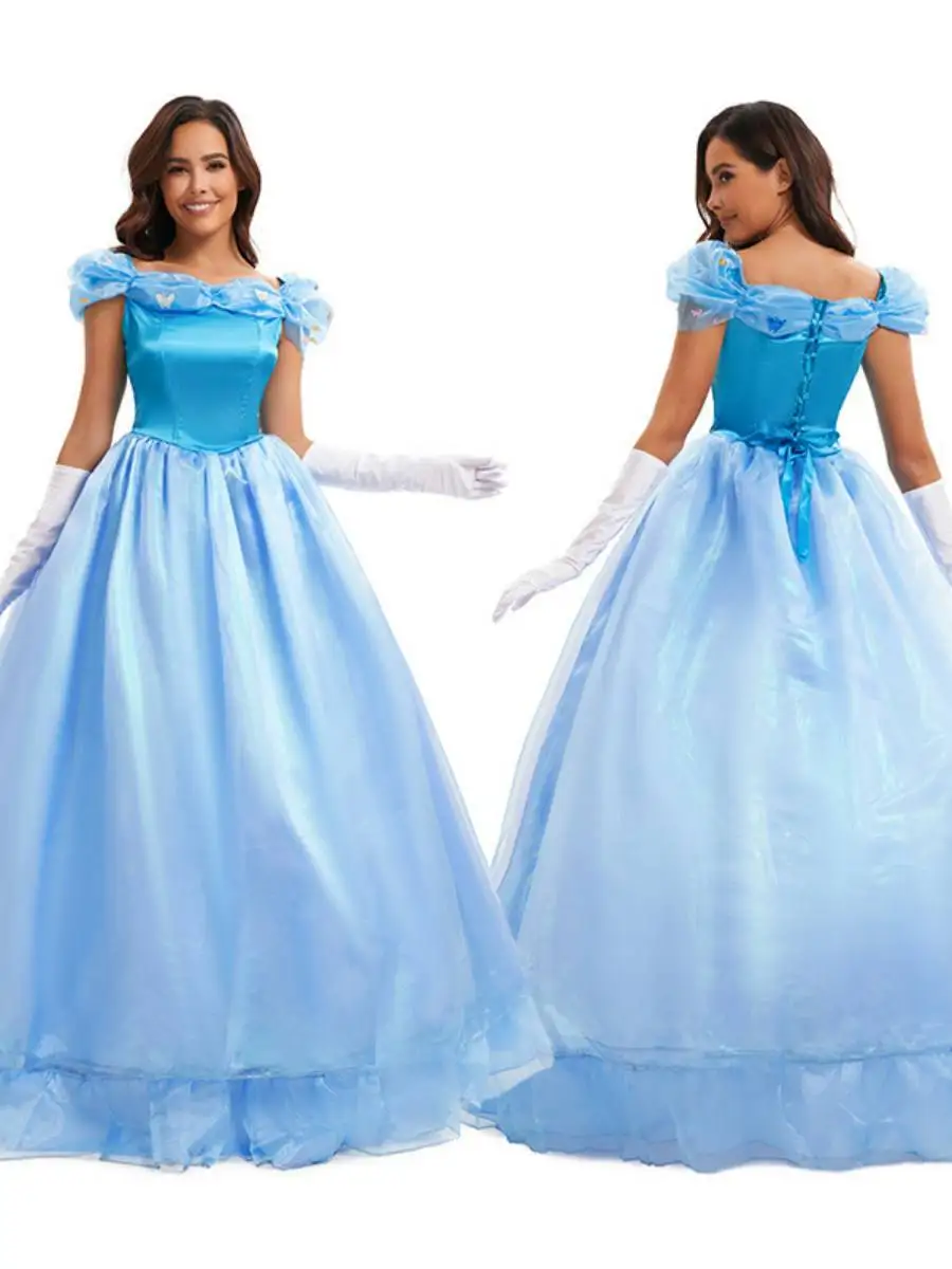 

Blue Ball Gown Stage Performance Costume loween Cosplay Outfit Cinderella Role-plang Clothes Snow White Traditional Hanfu