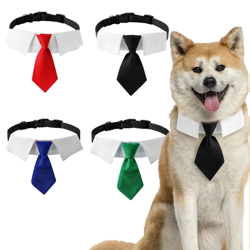 Dog Necktie Collar Soft Polyester Dog Bow Tie Handsome Style For Daily Wear Wedding Birthday Valentines Costume Small Medium Pet