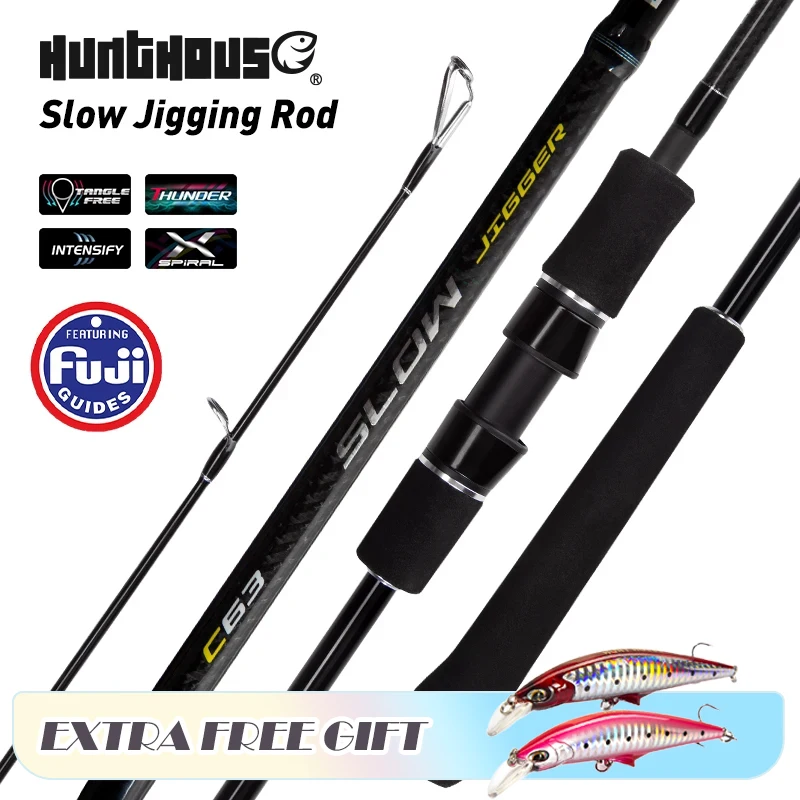 Hunthouse 1.5pcs 1.9m M/ML Lure Weight 80-300g Casting/Spinning Slow Jigging Fishing Rod Japan Fuji Parts Carbon Fiber Saltwater