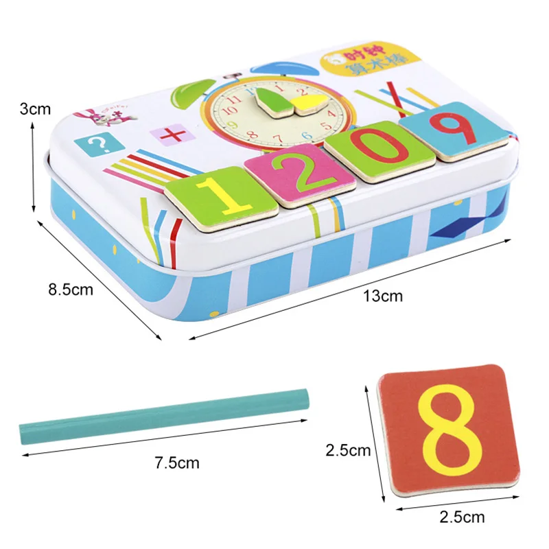 子供の鉄箱番号啓発ペアパズル木製時計カウントスティック数学おもちゃボードゲーム知育玩具