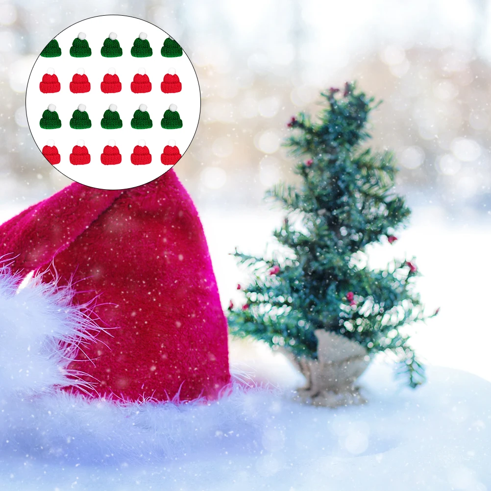 

20 Pcs Christmas Hat Accessories Shoes Decoration Mini Knit Santa Hats Bulk Baby Knitted for Kids Knitting Wool Claus