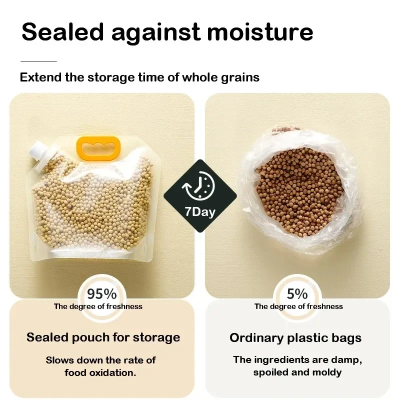 1/5/10Pcs Kitchen Organizer Kitchen Storage Bag Grain Moisture-proof Sealed Bag Insect-proof Transparent Portable Food Grade