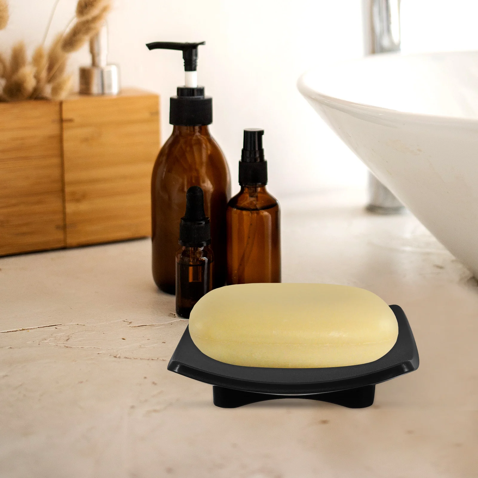

Elegant Bar Dish Bathroom Holder Vanity Countertop Sink Tray Abs Non-Slip Wear-Resistant Soap Storage Container For