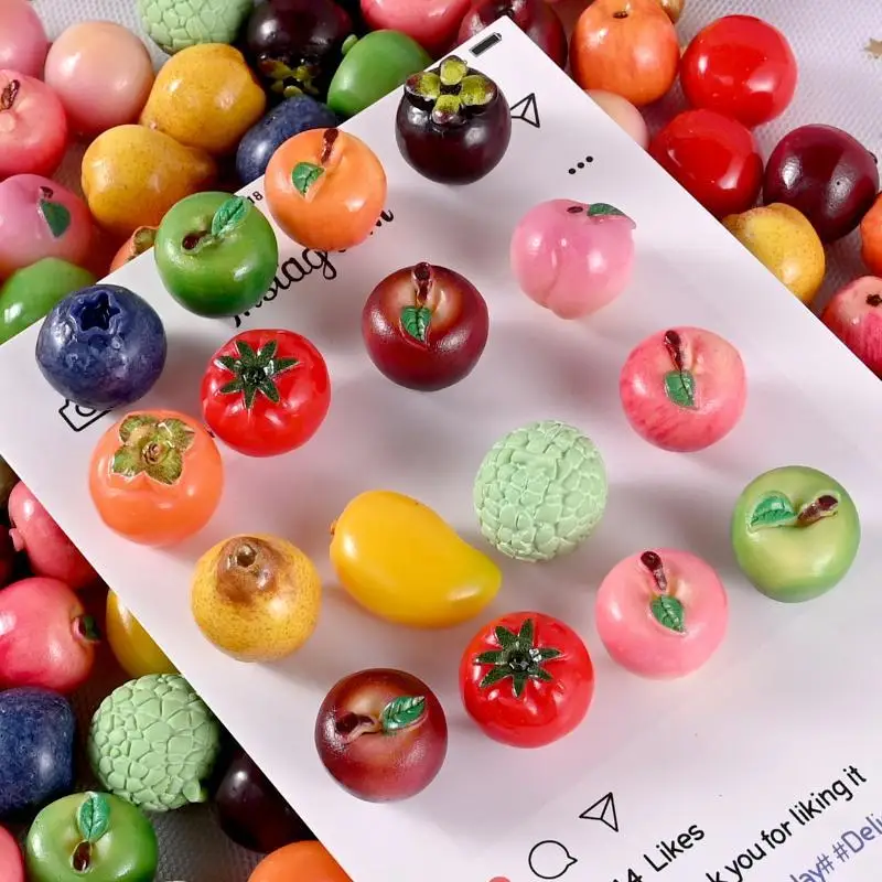 10 PCS Lifelike Miniature 3D Fruit-ShapedResin Beads For DIY Bracelet Stringing Loose Beads Pendant