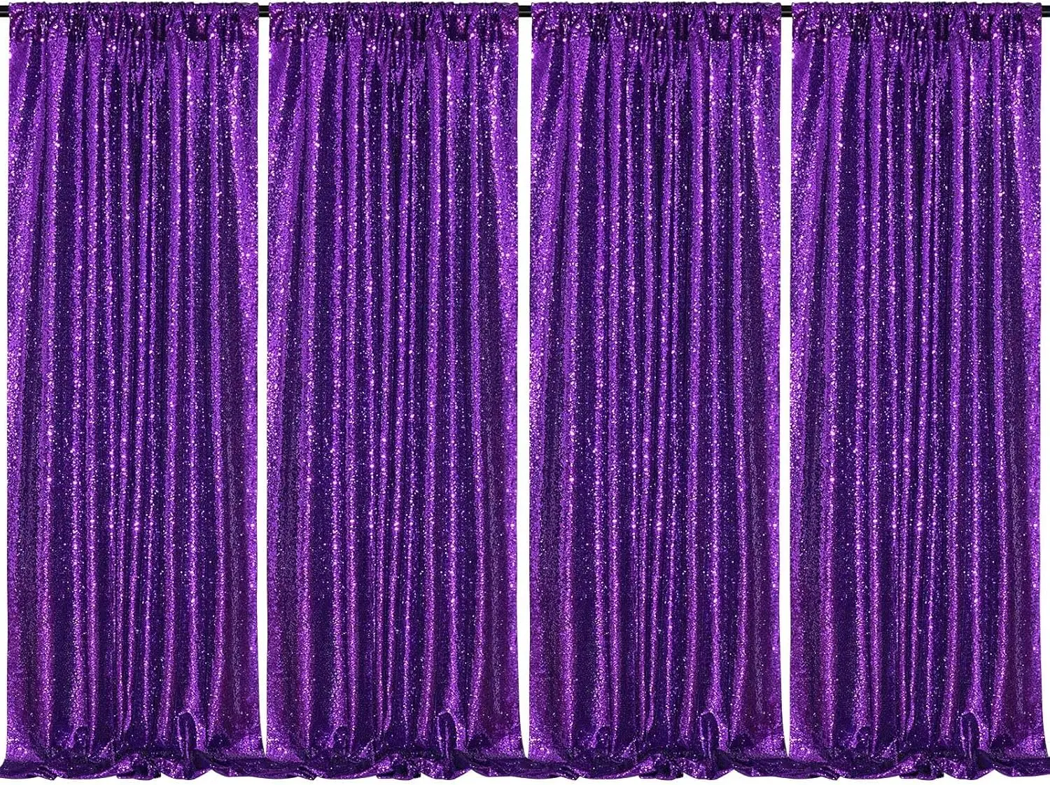 

4 Pcs-2ftx8ft Purple Sequin Backdrop Curtains Panels, Photography Backdrop Glitter Curtains Fabric Background for Christmas Wedd