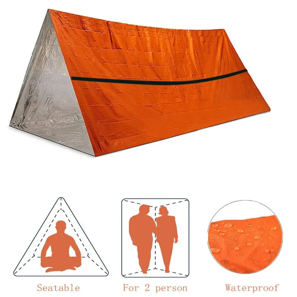 Outdoor SOS Thermal Blanket Reusable Waterproof Emergency Tent Shelter Survival Tent Kit Mylar Tube Tent Sleeping Bag Cold Tents