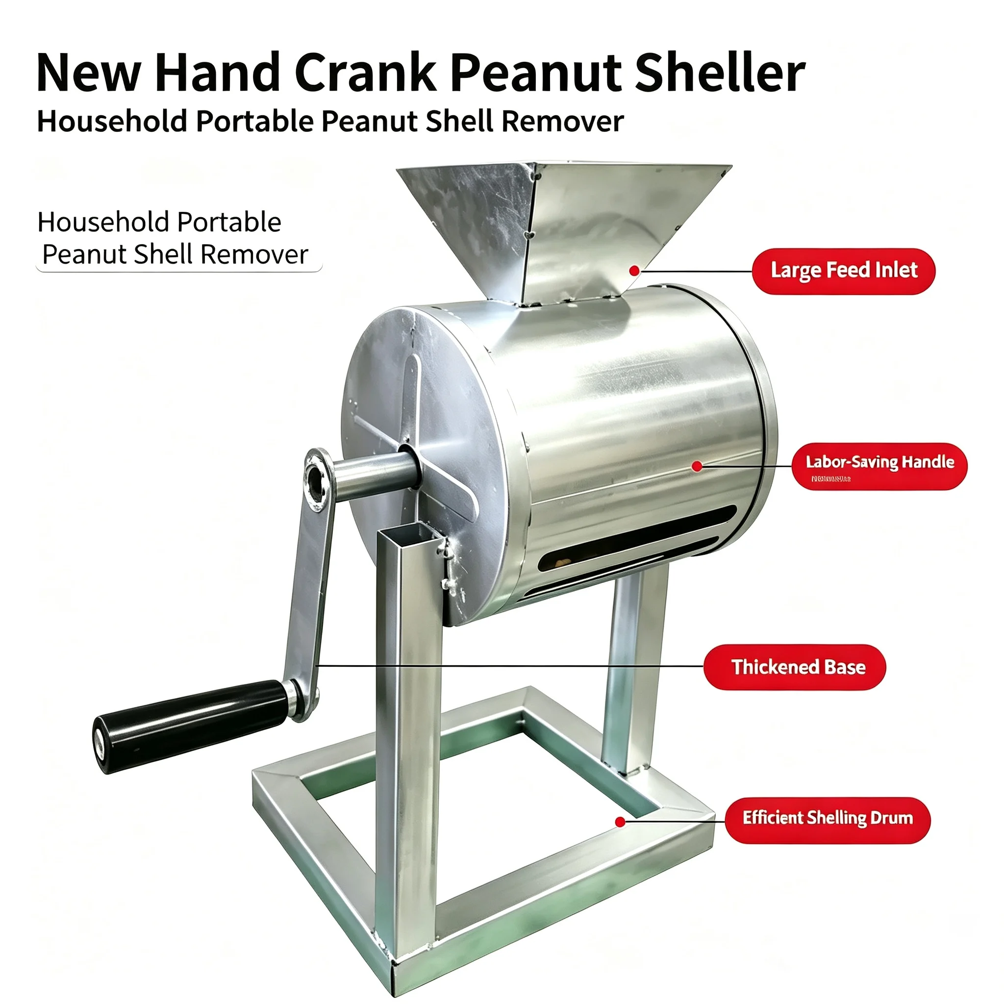 Household Hand-crank Peanut Thresher, Mini Peanut Shelling Tool, Easy-to-use Shell Breaker