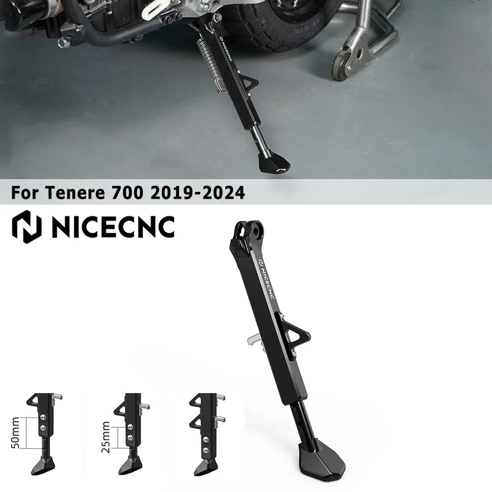 

NICECNC For Yamaha Tenere 700 2019-2024 Kickstand Parking Side Stand 25-50mm Adjustable XTZ700 T700 Tenere 700 Accessories