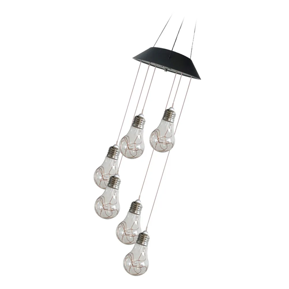 

Solar Bulb Wind Chime Light 6Led Black Shell Outdoor Hanging Lamp Garden Night Light For Patio Yard Trees Living Room