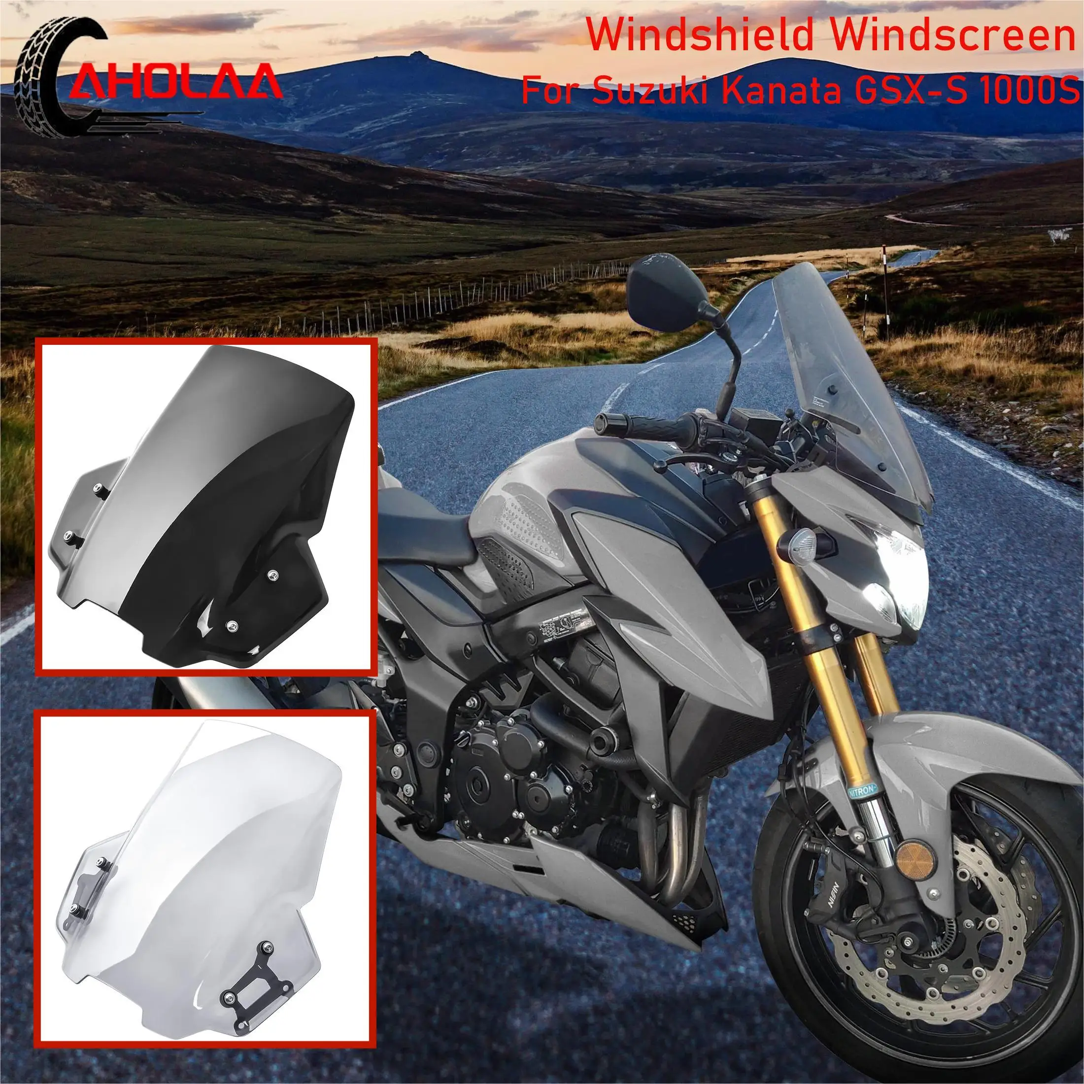 

Motorcycle Touring Windshield WindScreen Double Bubble Wind Deflector Black For Suzuki Katana GSX-S1000S GSXS 1000 S 2019-2022