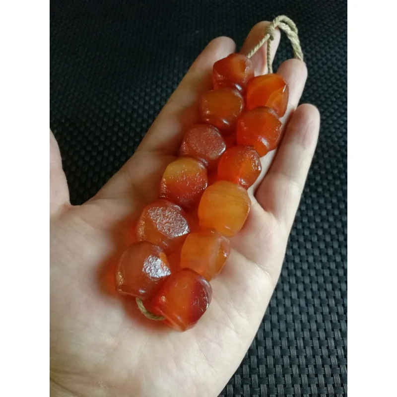 Tibetan Backflow Old Pulp a of Multi-Agate Beads a String of Twelve