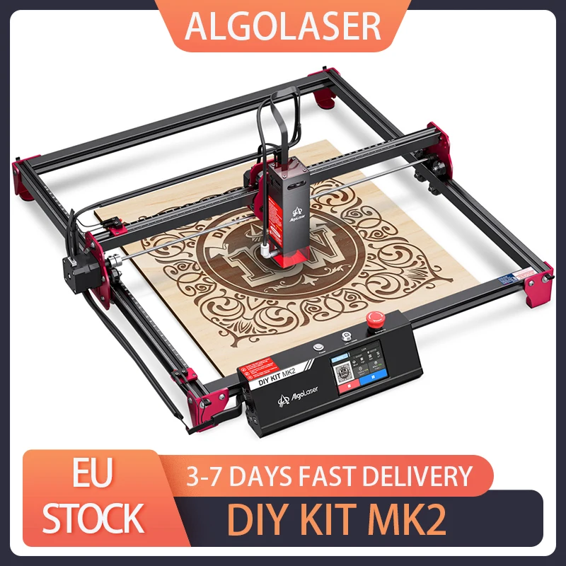 AlgoLaser DIY KIT MK2 10W Laser Engraver, 3.5inch Touch Screen, 0.01mm Accuracy, 0.05mm*0.1mm Spot, 12,000mm/min Engraving Speed