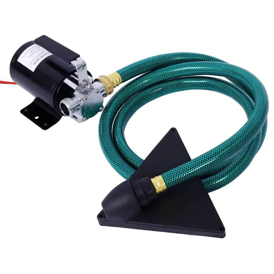 DC 12 Volt 1 10HP 330GPH Mini pompa acqua di trasferimento elettrica portatile alimentata a batteria con kit tubo dell'acqua Nero