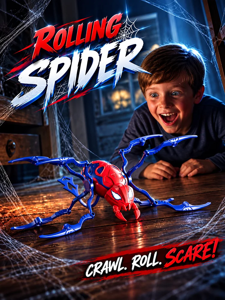 Classic Electric Bionic Crawling Spider Toy 360° Flip Rolling Mechanical Realistic Prank Halloween Party Christmas Kid Toys Gift