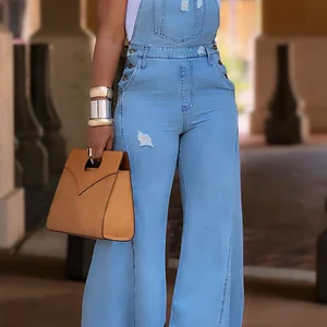 Artı boyutu tulum kadın denim cepler tulum genel geniş bacak kot, ince streetwear casual moda tulum kadınlar için Set onesies'in en iyi 10 satışı-no. 6