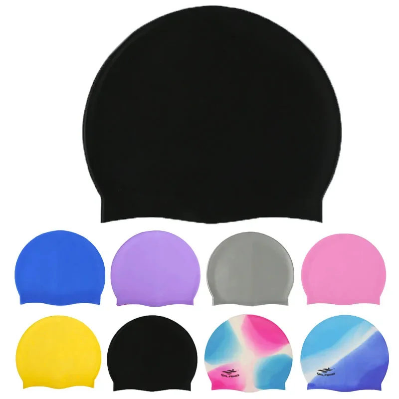 Waterproof Silicone Swim Caps Women Men High Elastic Flexible Protect Ears Hair Swimming Pool Hat for Adults Children Girls Boys