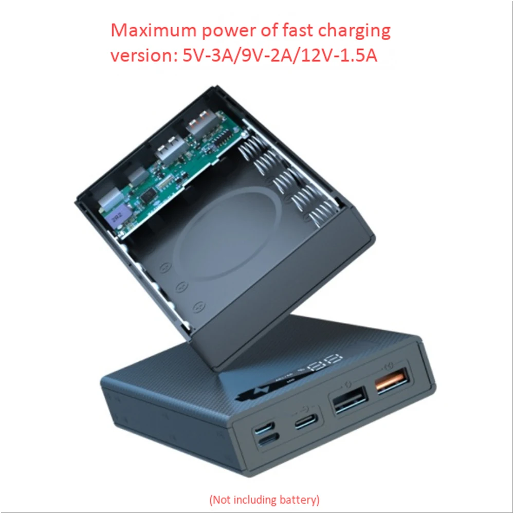 

AA84 5 X 18650 Mobile Power Box Detachable 18650 Charging QC 3.0 PD DIY