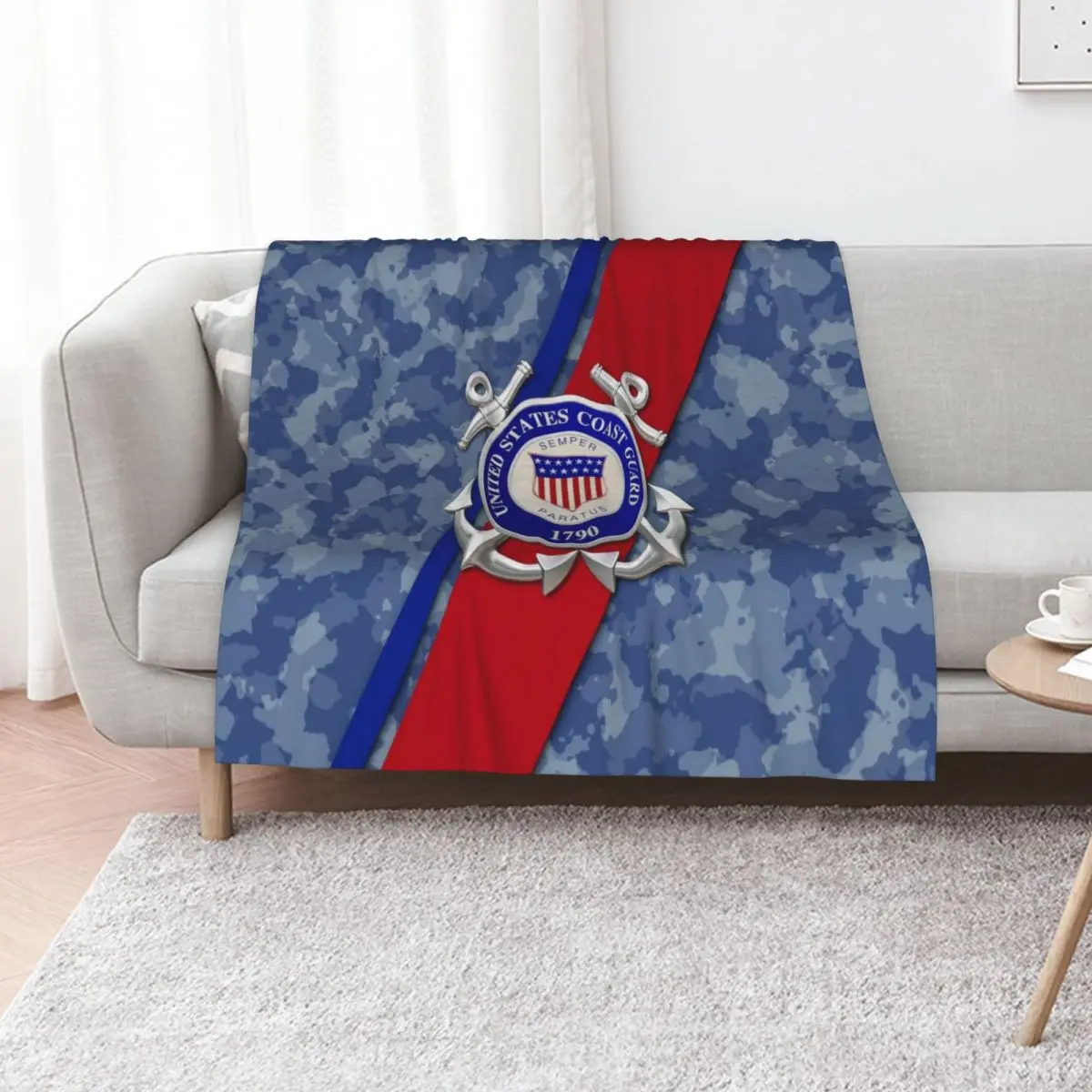US Coast Guard Throw Blanket Bed Decorative Beds Thins Flannel Fabric Plaid on the sofa Hairy Blankets