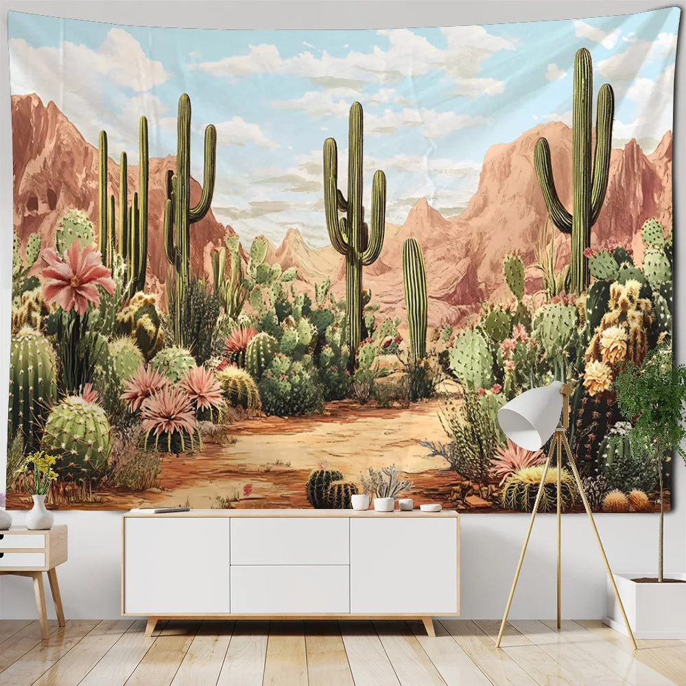 Nordic Style Tropical Plant Cactus Wall Hanging Tapestry Bedroom Fabric Background Decoration Home Sofa Mat Bed Sheet