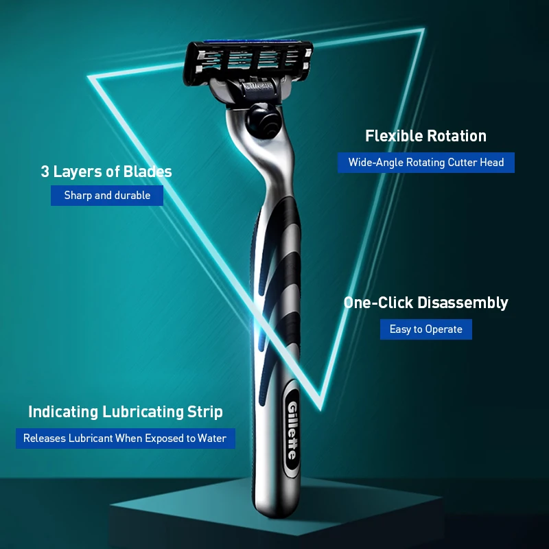 جيليت ماخ 3 ماكينة حلاقة 3 شفرات ماكينة حلاقة اللحية للرجال 1 مقبض 6 رؤوس حلاقة 1 حامل #6