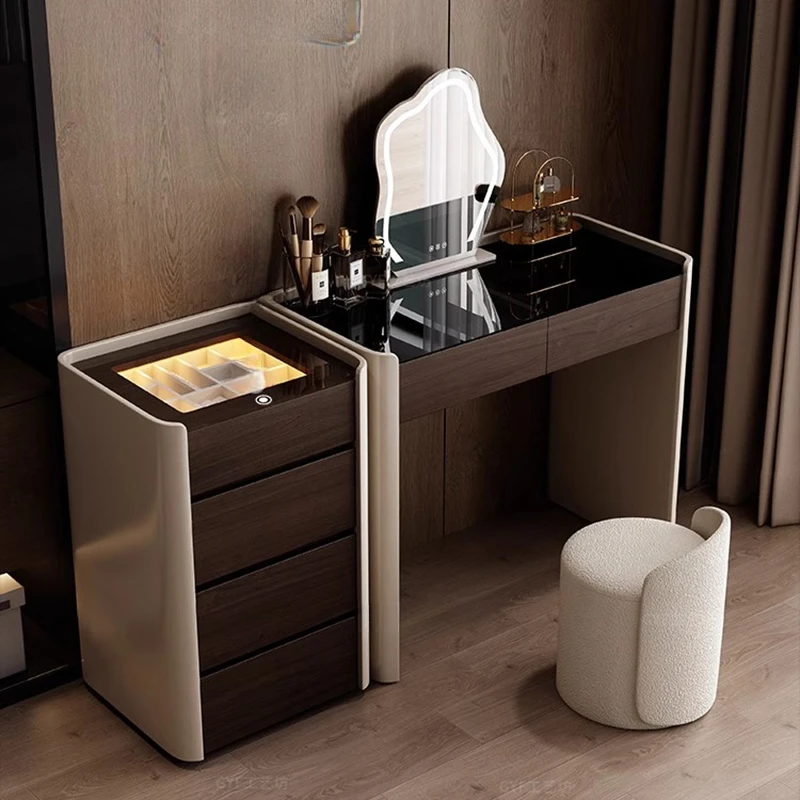 Luxurious Luxury Vanity Stylish Innovative Unique Design Luxury Vanity Black And Brown Tocador De Maquillaje Hotel Furniture