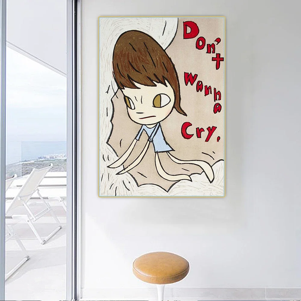 Citon Yoshitomo Nara《Don't Wanna Cry》Canvas Art Oil Painting Artwork Poster Picture Background Wall Decor Home Decoration