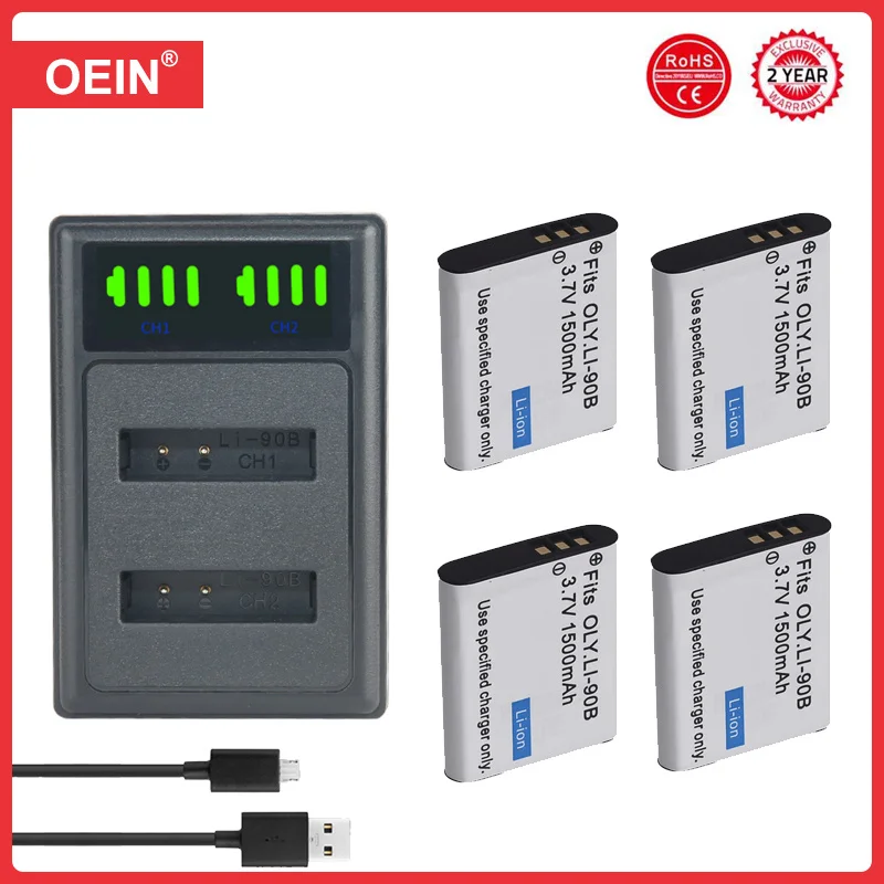 Li-90B Li-92B Battery with Charger for Olympus Li 90B Li92B Tough TG-4 TG-6 TG-5 TG-2 TG-1 IHS SH-1 SH-2 SH-60 SH-50 IHS, SP-100