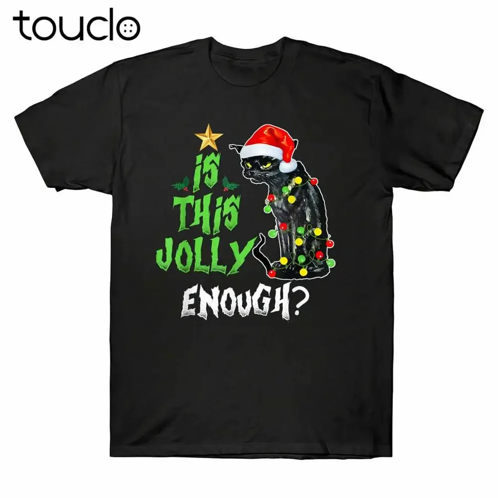 Is This Jolly Enough Noel Cat Merry Christmas Men'S T-Shirt Christmas Cat Tee unisex