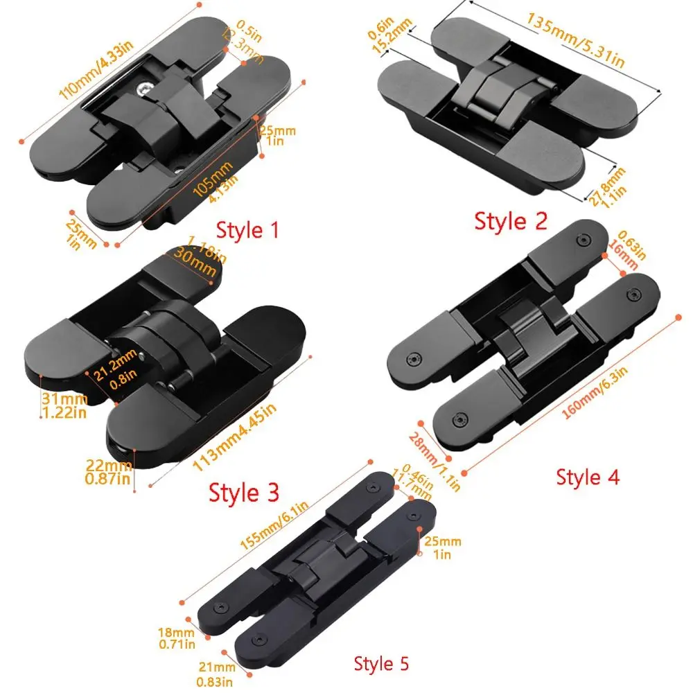 

Zinc Alloy Silent Close Hidden Door Hinges Invisible Mounting Folding Invisible Cross Hinge Adjustable 3D Outside Opening