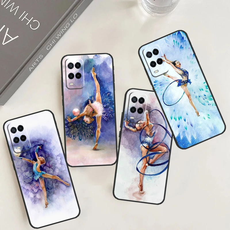 Gymnastics Oil Painting For OPPO A74 A54 A94 A78 A98 A58 A96 A76 A16 A5 A9 A53 A15 A52 A72 A17 A57 A77 A57S Case