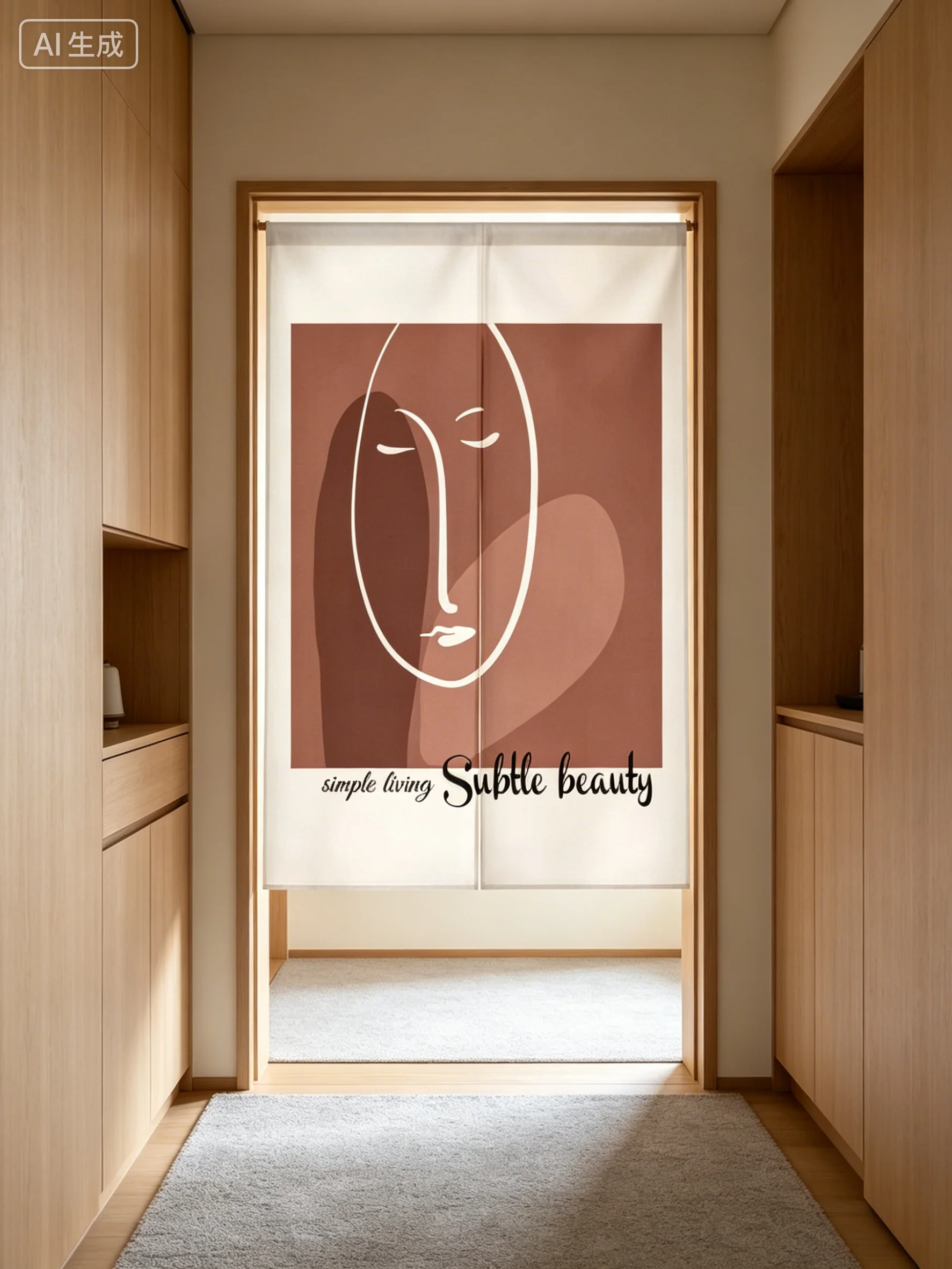 Artistic abstraction changing room Curtain Privacy Partition Doorway Curtains Kitchen Entrance Noren Linen Hanging Half-curtain