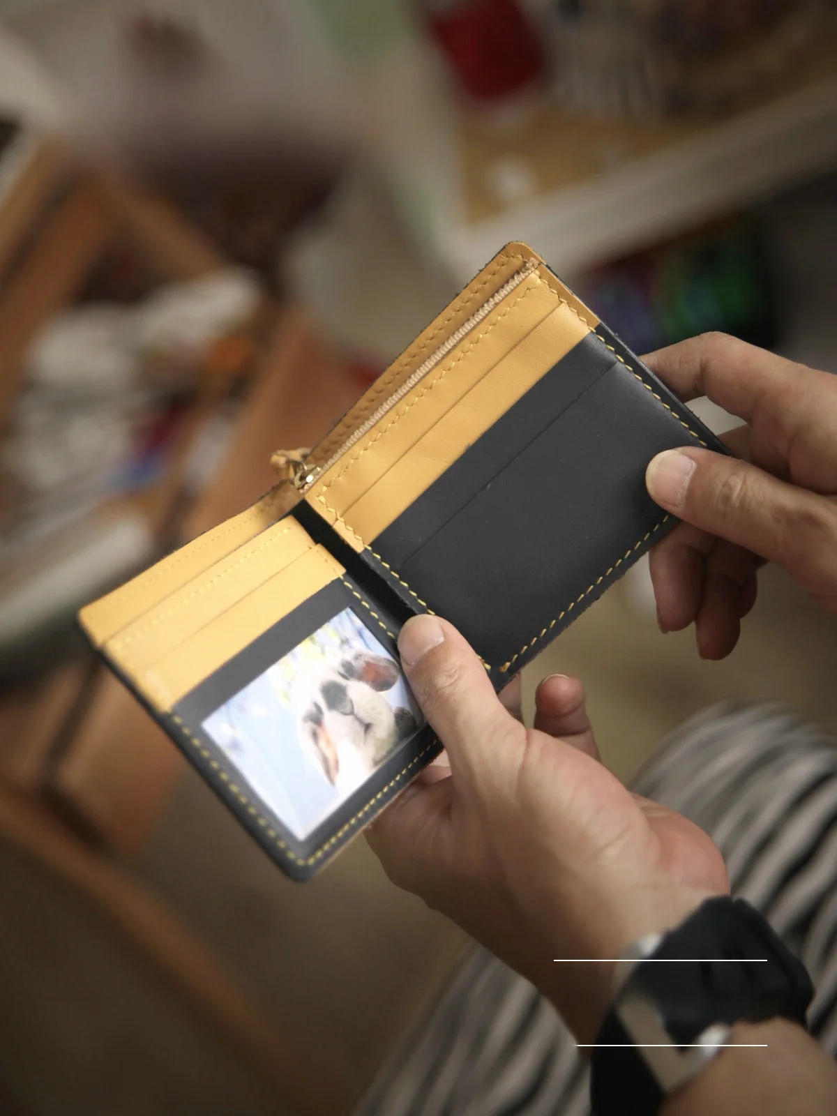 handmade-diy-leather-wallet-zipper-coin-purse-top-layer-cowhide-silver-bag-money-clip-for-boyfriend-short-horizontal-style