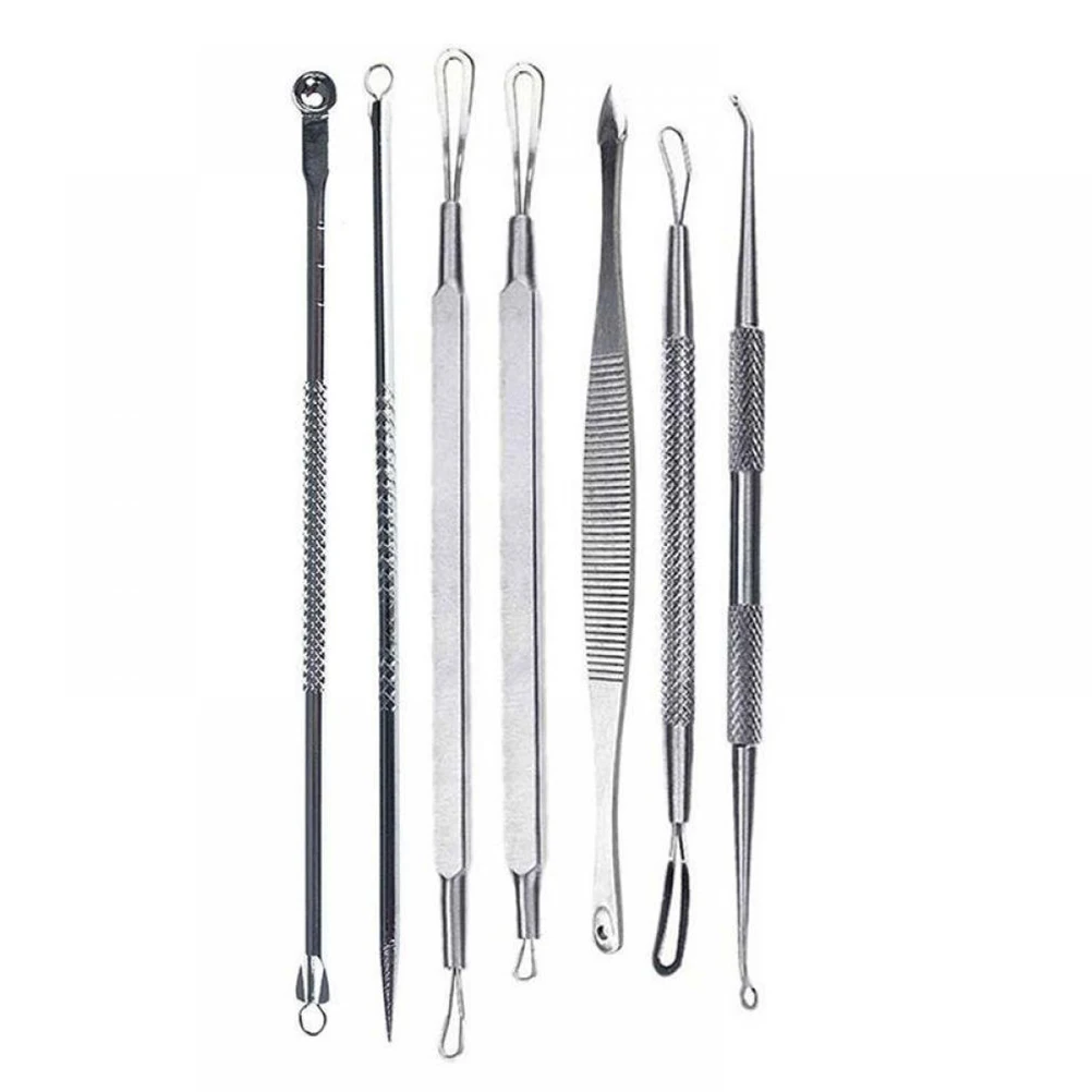 7Pcs Blackhead Removal Tool Kit Precision Pimple Comedone Extractor Instruments Portable Case for Facial Impurities