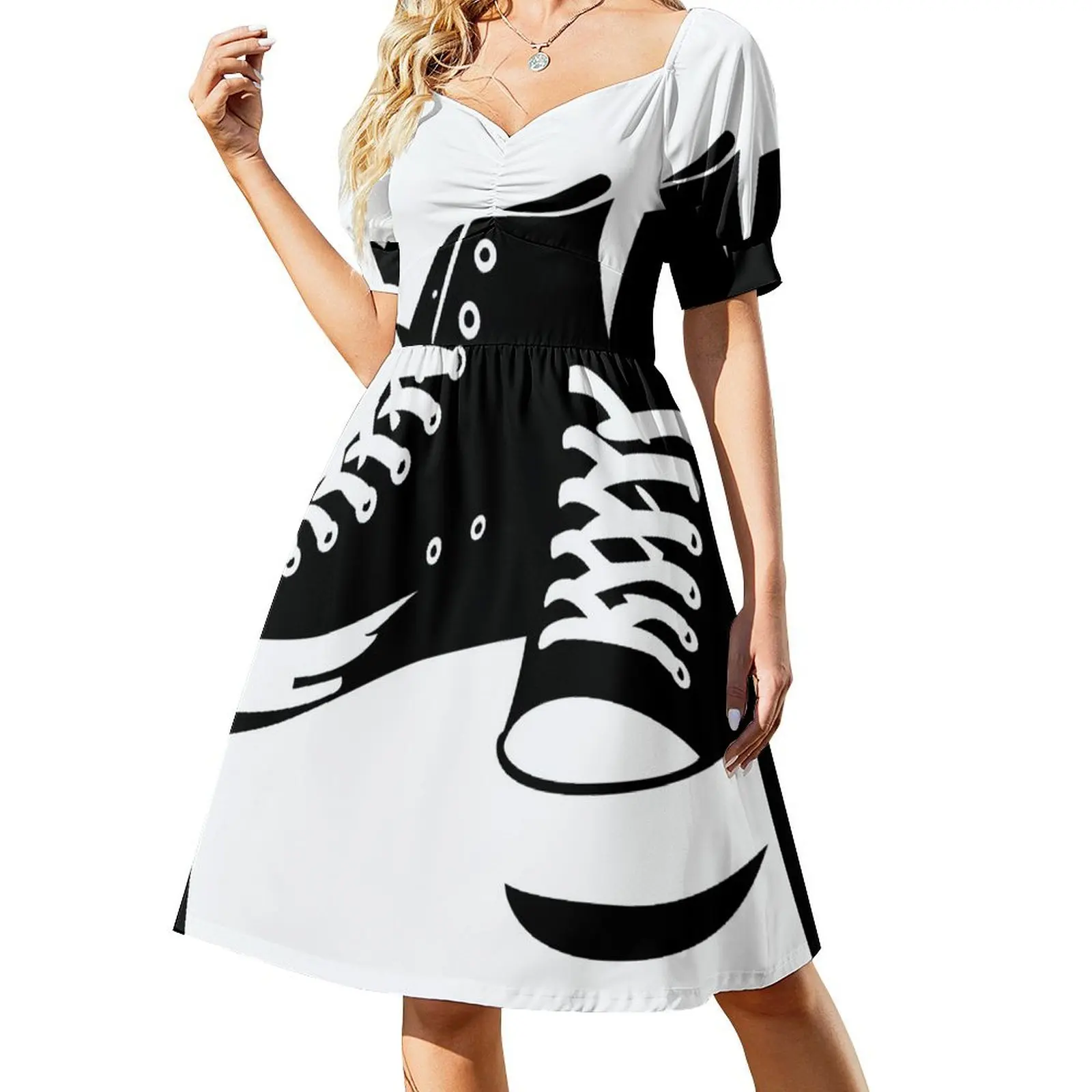 Black sneakers Short Sleeved Dress prom dresses beach dresses Dress