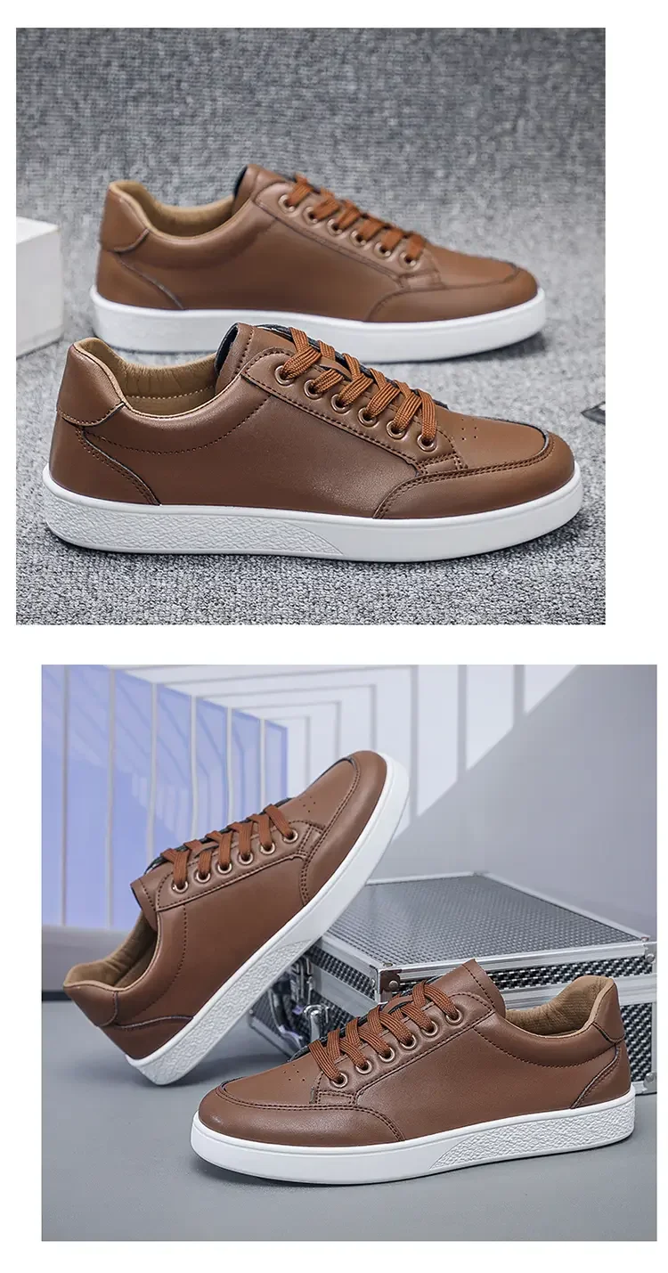 [Longkang-G138] Nuevos zapatos blancos para hombre, zapatos de moda, zapatos deportivos informales de cuero para hombre