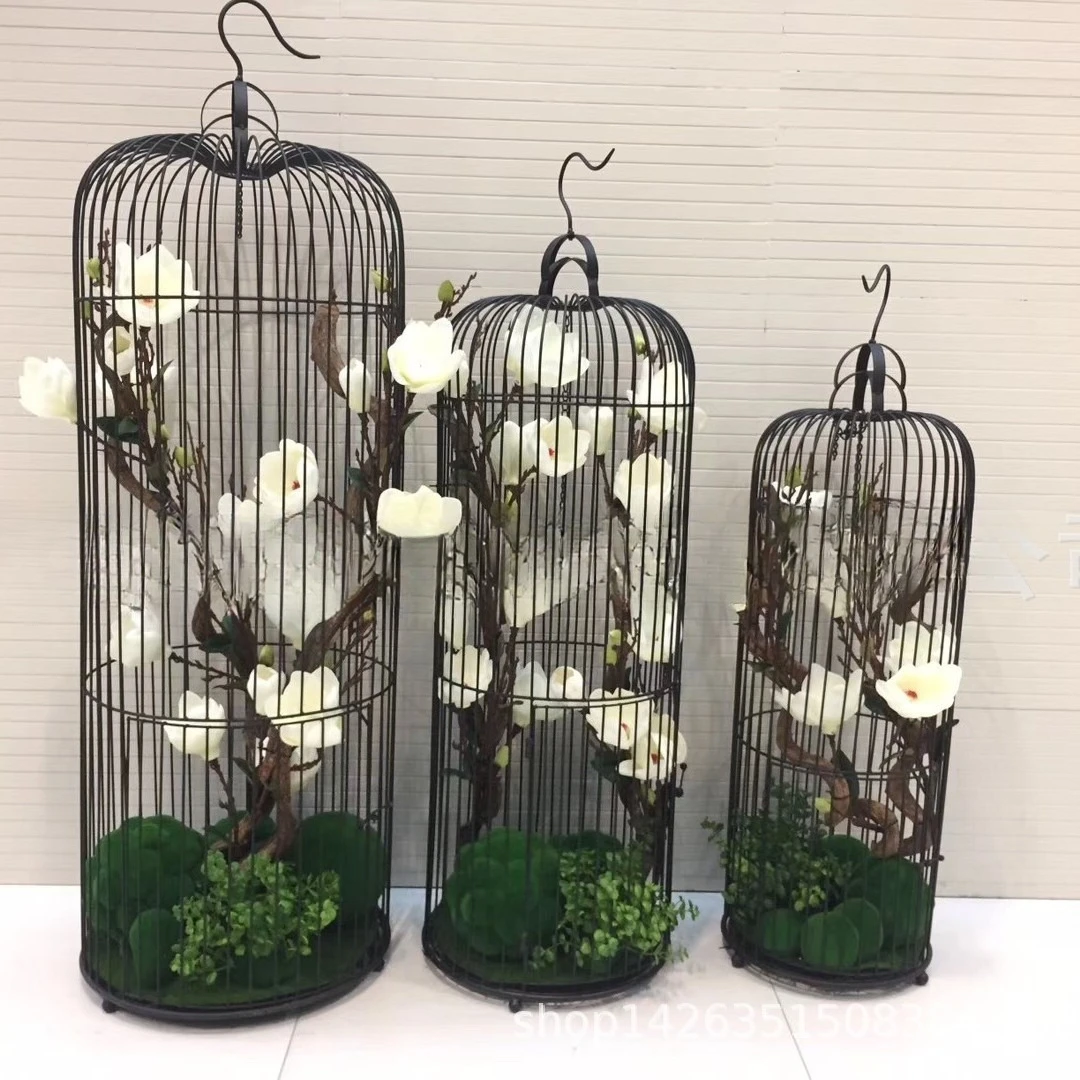 Decorative wrought iron birdcage flower arrangement floor wedding large landscaping window square lobby ornament