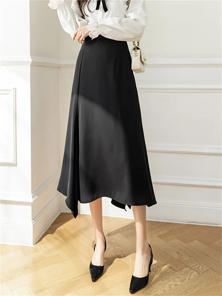 

Spring 2026 High Waist Midi A-Line Skirt Asymmetrical Slimming Klein Blue Versatile f-length Skirt Faionable Ladies' Pre...