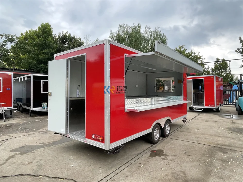 Catering Equipment Food Truck Fully Equipped Restaurant Ice Cream Cart With Wheels Street Mobile Pizza Bbq Food Trailers