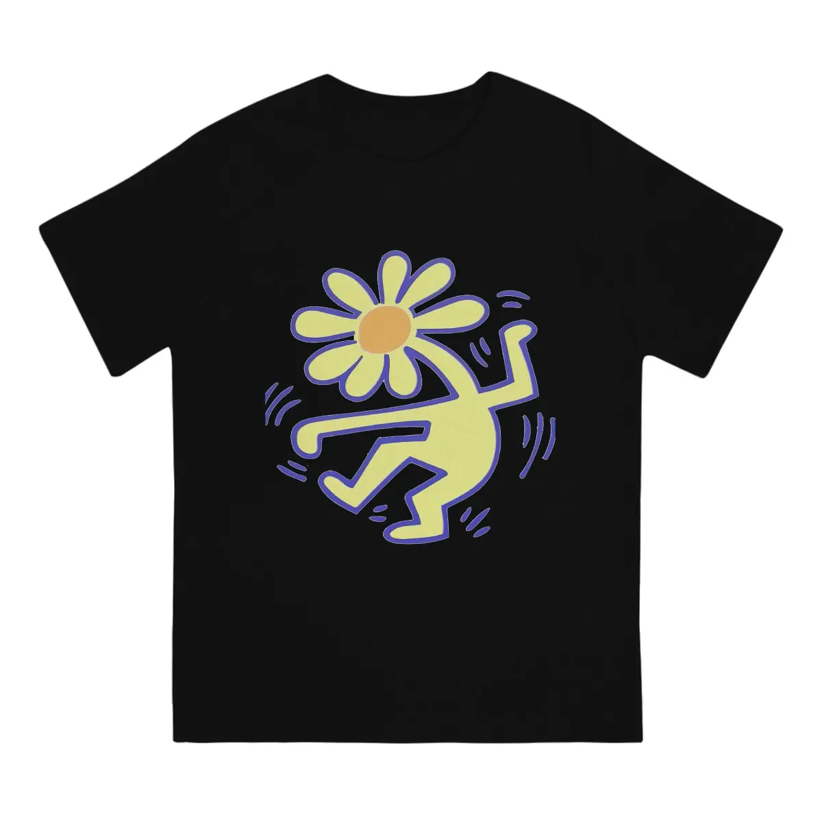 Haring Geometric Graffiti Head Yellow Sun Tshirt Graphic Men Tops Vintage Grunge Summer Polyester Clothing Harajuku T Shirt