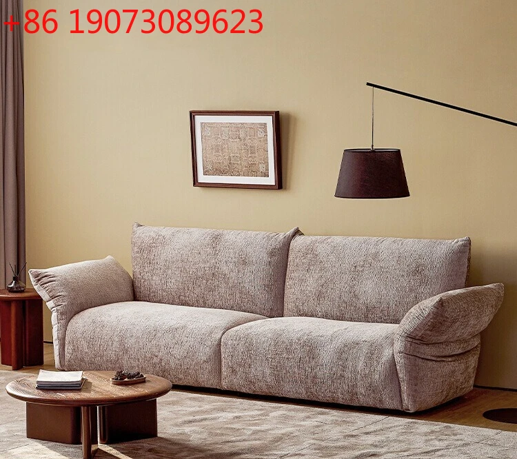 

French Lazy Wind Puff Sofa Living Room Armrest Foldable Straight Fabric Three-person Sofa