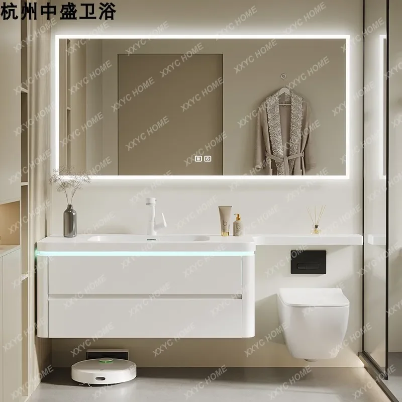 

#Integrated basin bathroom cabinet toilet solid wood washstand toilet extension board hand washbasin cabinet