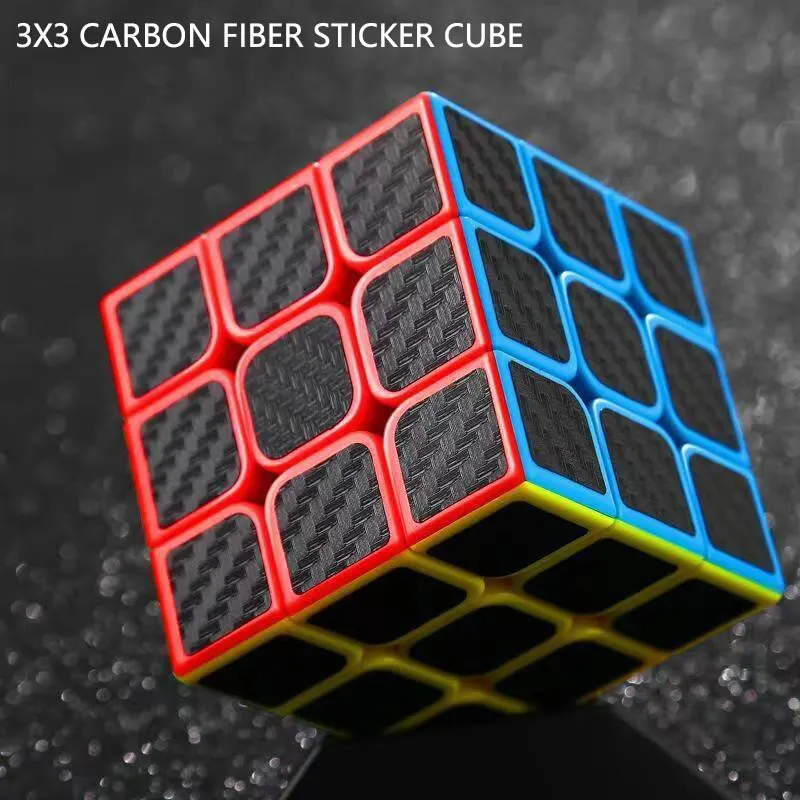 Carbon Fiber Sticker 3x3x3 Magic Cube Professional Speed Cubo Magico Educational Gifts Kids Fingertip Decompression Puzzle Toys