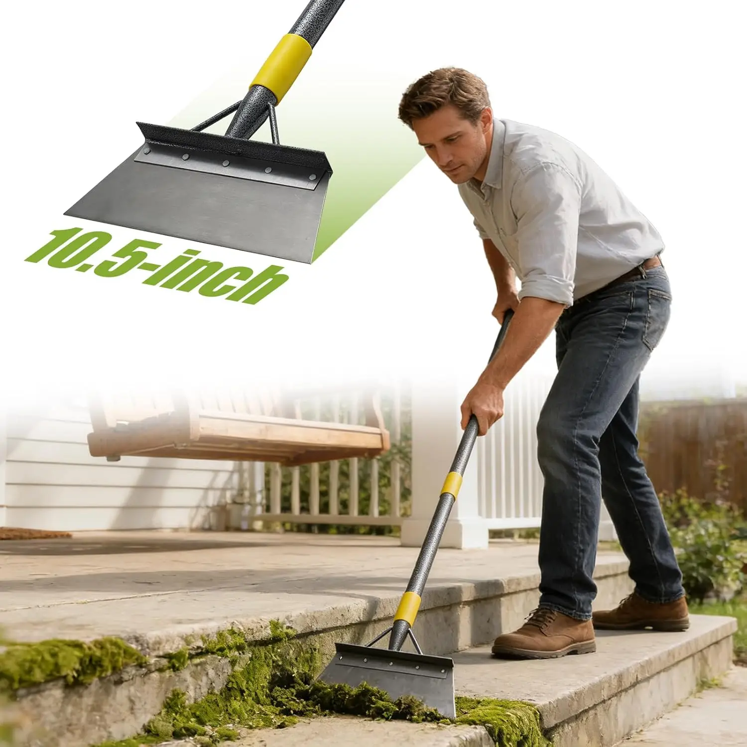 

60" Heavy Duty Floor Scraper, Metal Ice & Weed Remover, Multifunctional Garden Tool