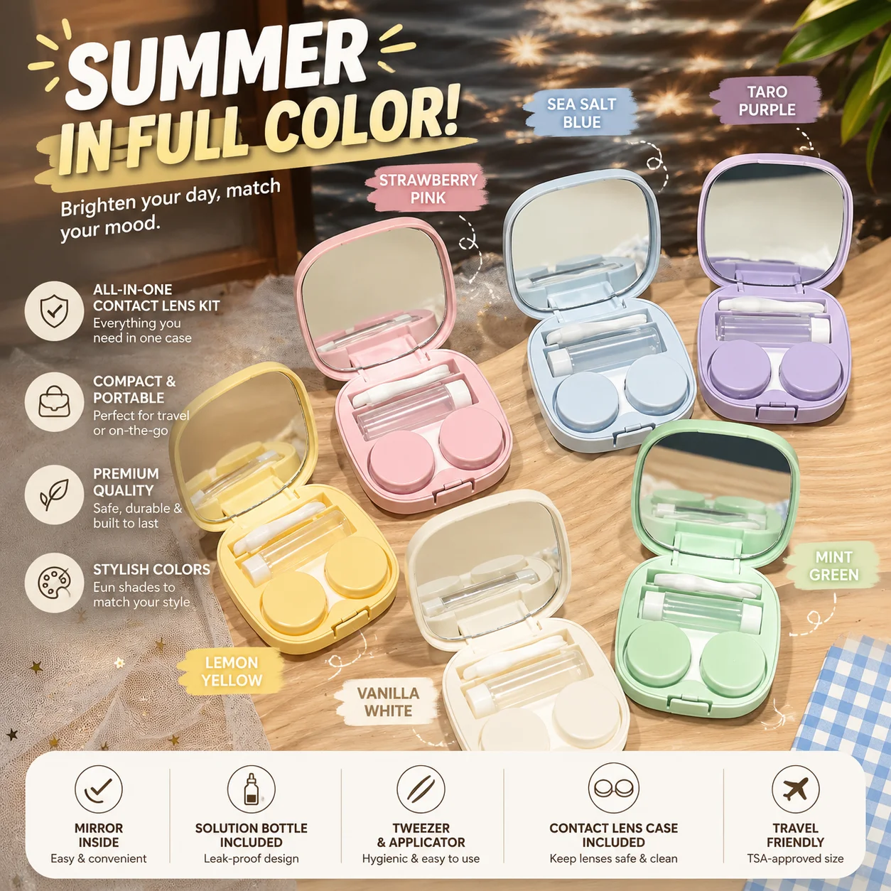 Simple macaron colored contact lens case, contact lens case, portable and compact, high aesthetic value, high-end storage box