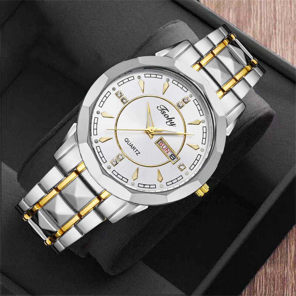 분위기 있는 다각형 다이얼 남성용 시계 트렌드, 심플하고 잘 생긴 내구성 비즈니스 학생 남성 시계