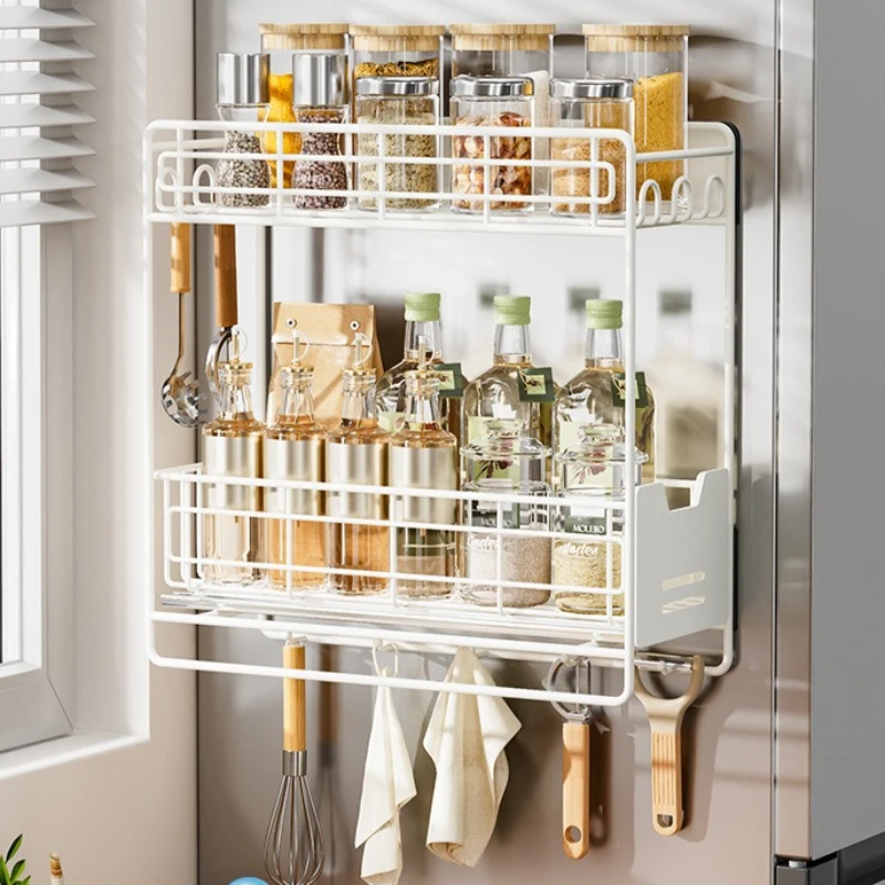 

Kitchen, refrigerator rack, pullable refrigerator rack, washing machine hanger, magnetic seasoning, plastic wrap storage rack